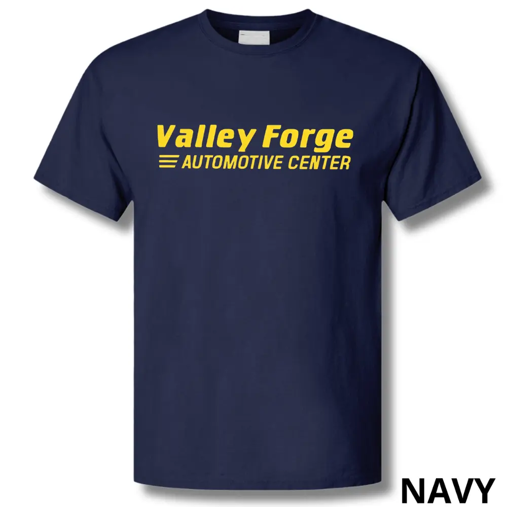 Valley Forge Automotive Center T-Shirt, Classic Logo Graphic Tee, Soft Cotton Blend Shirt, Automotive Apparel for Car Enthusiasts, Perfect Gift for Mechanics