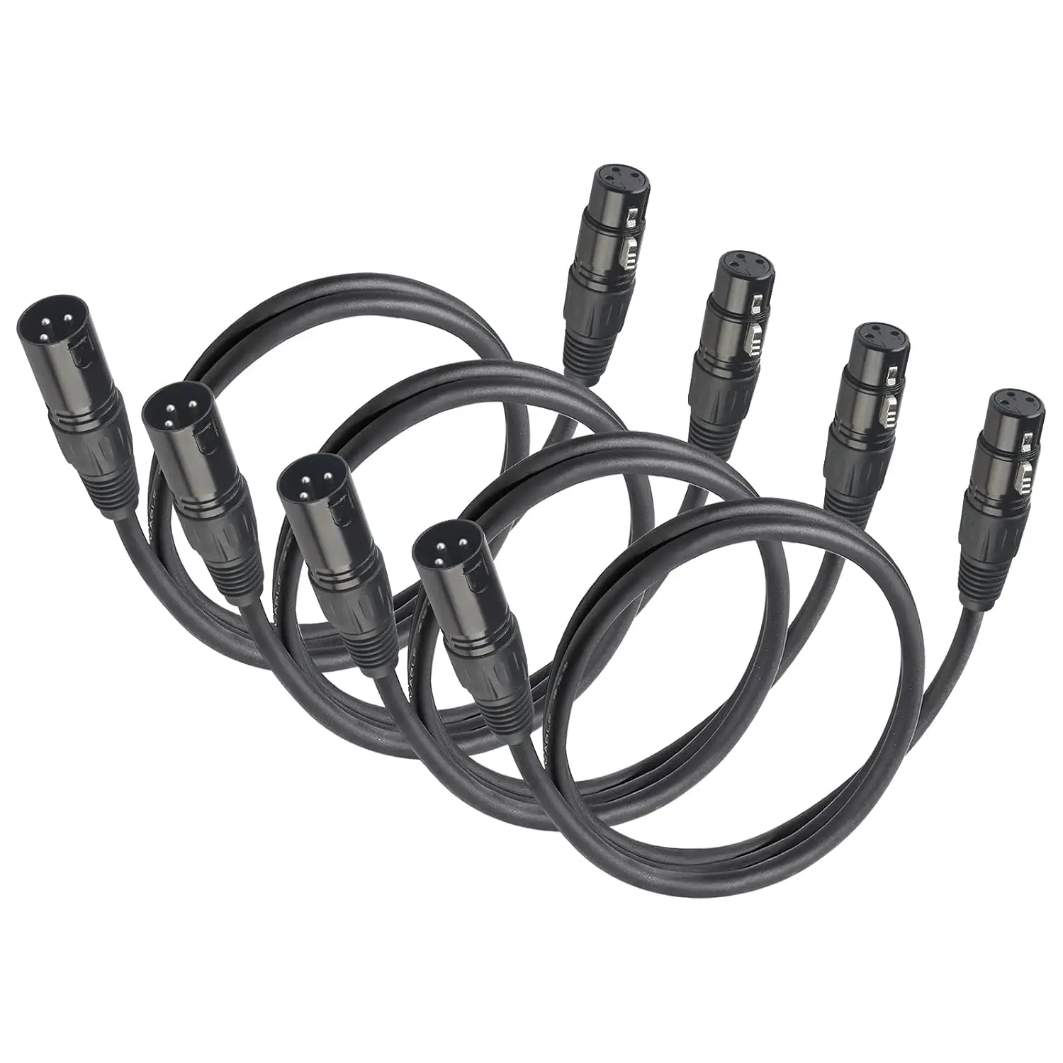 XLR Cables, DMX Cable Male to Female (4Pack), XLR Microphone Cable 4ft/1.2m Wire Extension Connectors, Light DMX Terminator 3 Pin Connector for Stage Lights DMX Signal Connection