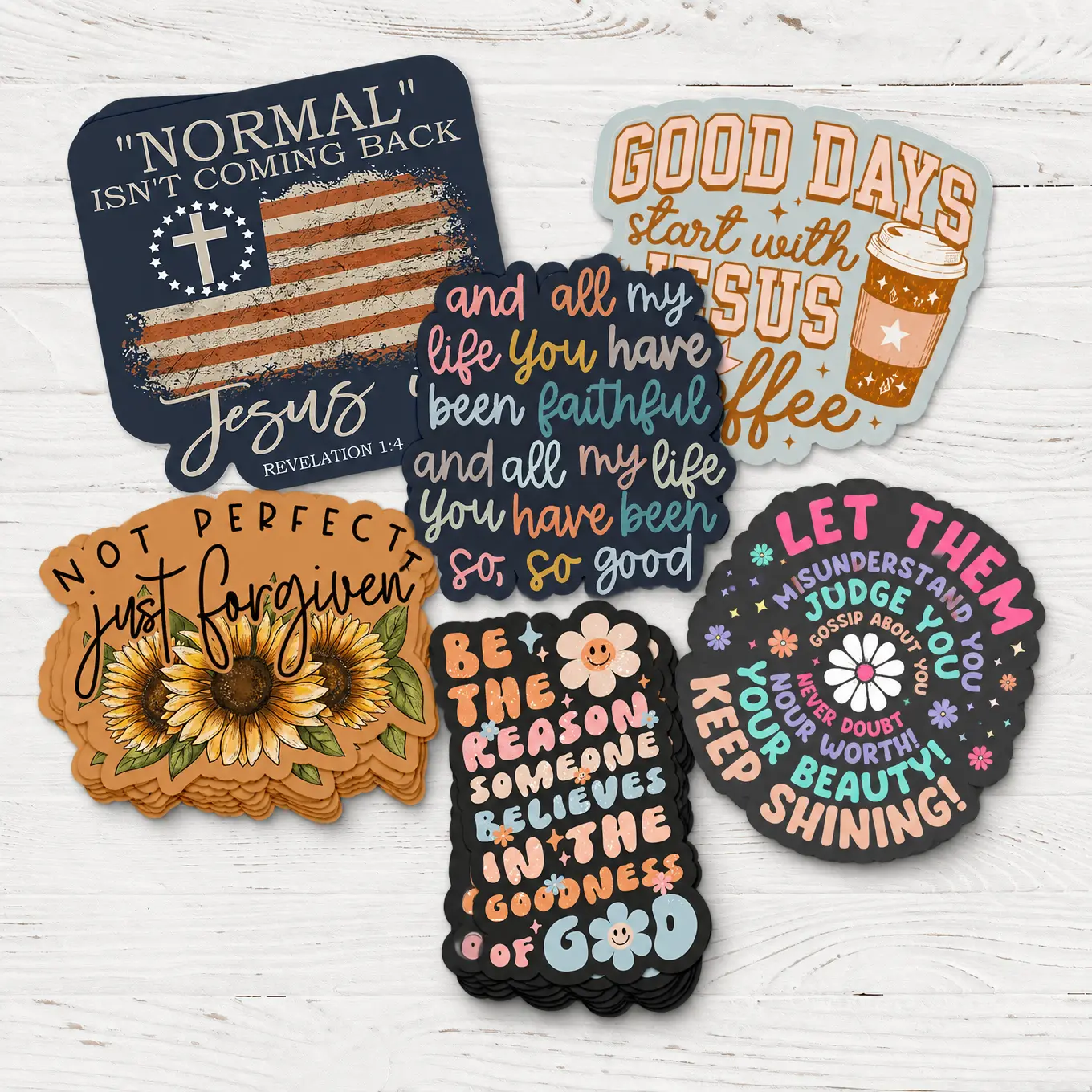 Love in Faith Aesthetic Christian Sticker Collection - 3.5 Inches Vintage Waterproof Vinyl Pray Stickers - Unisex DIY Scrapbooking Supplies for Journals, Laptops - Small Gift Add-On