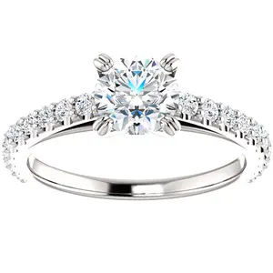 1 Ct Lab Grown Diamond Engagement Ring 14k White Gold