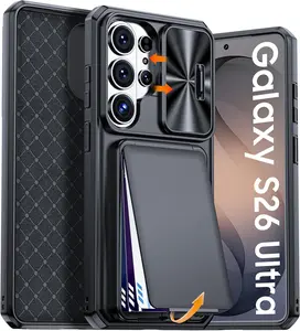 for Samsung Galaxy S26 Ultra Case Wallet with RFID Blocking, Card Holder, Slide Camera Lens Cover, Silicone Edge Raised, Rugged Heavy Duty Phone Cover Case for Galaxy S26 Ultra, 2026, Black