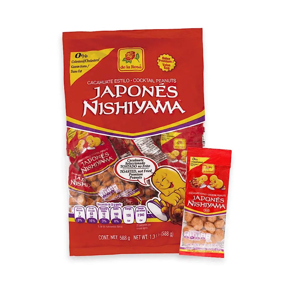 De La Rosa Japanese Style Cocktail Peanuts 14 Pack, Crunchy Coated Peanut Snack, Sweet & Savory Mexican Candy Inspired Treat, Authentic Flavor