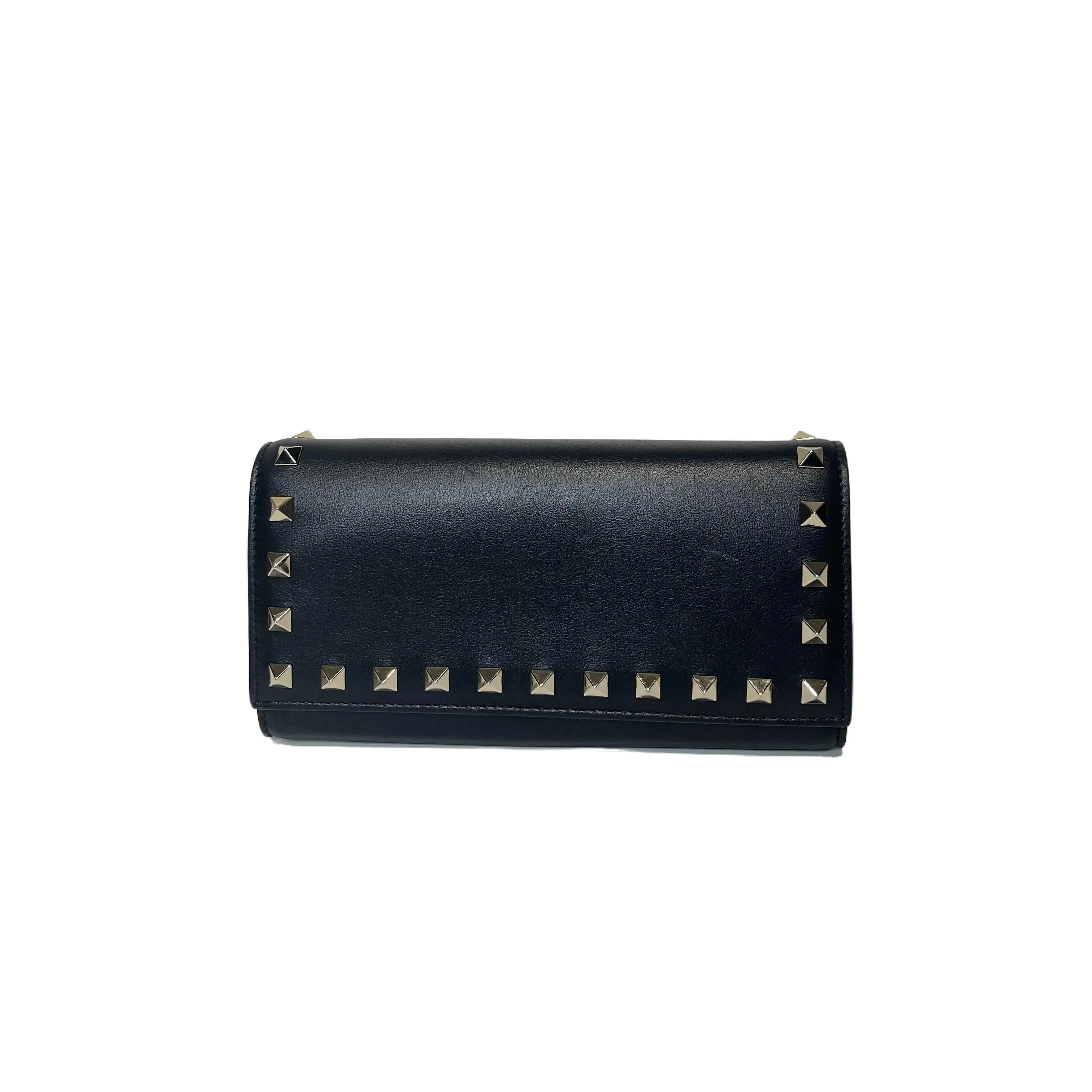 Pre-owned Valentino Rockstud Smooth Leather Continental Flap Wallet