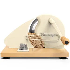 Upgrade Manual Bread Slicer for Homemade Sourdough Bread, Classic Hand Crank Home Bread Slicer With Scale Line and Steel Fence, Sharp Blade, Adjustable Width for Toast Bagel Baguette Croissant