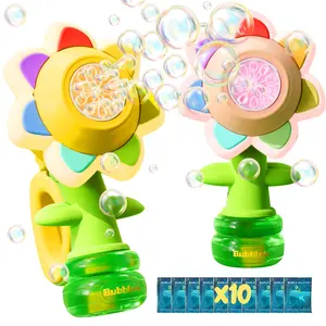 Sunflower Design Bubble Machine, Automatic Flower Bubble Maker Toy with Colorful Lights, Fun Outdoor Bubble Toy for Kids