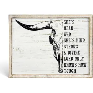 Putuo Decor Bohemian Western Wall Decor, Artistic Cowboy Prints, Square Wall Pediments for Living Room and Hallway (Cow Skull Head)