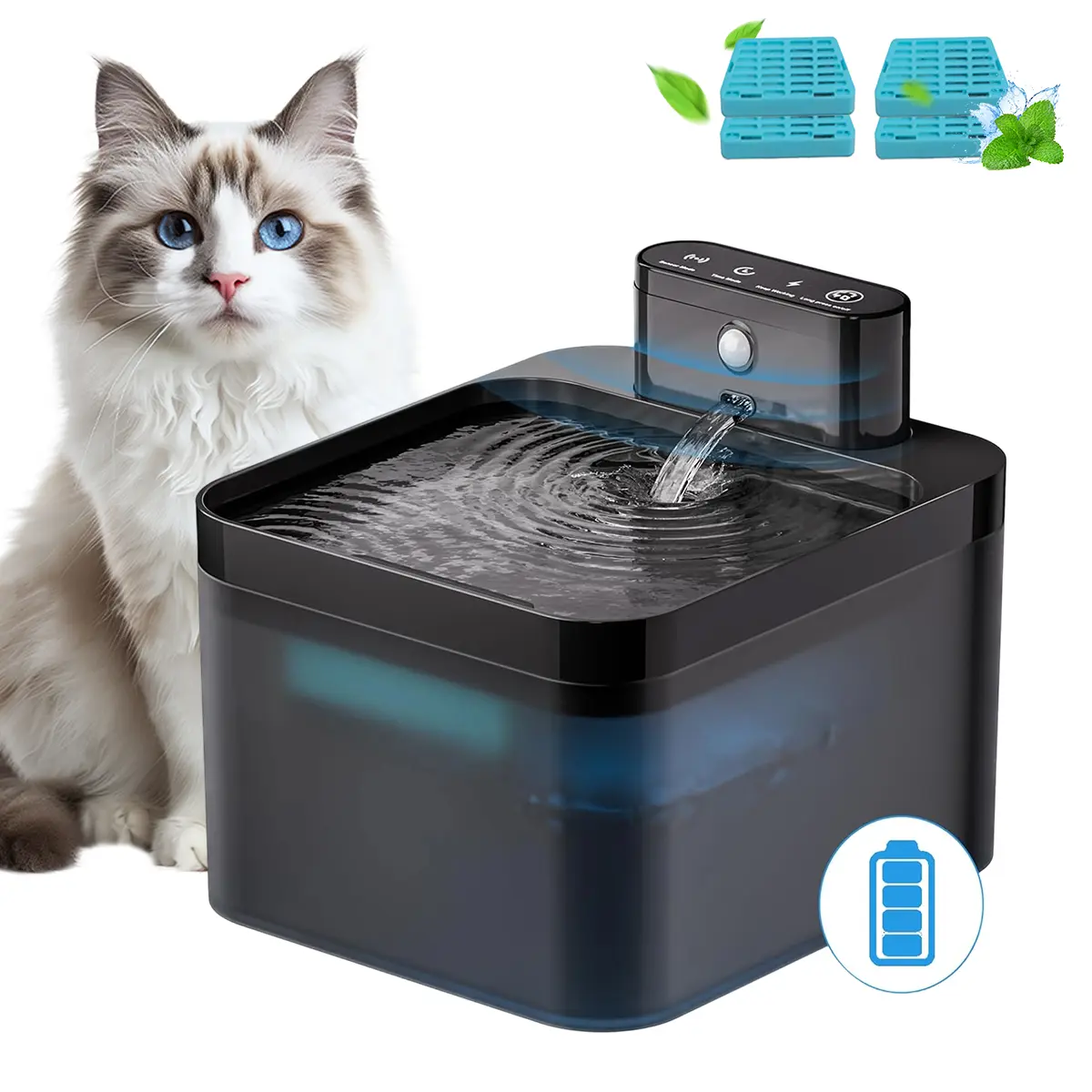 2.2L Automatic Cat Water Fountain,Battery Powered Pet Water Fountain with  Motion Sensor, Wireless Silent Design for Dogs & Cats, Automatic Water  Feeder - TikTok Shop