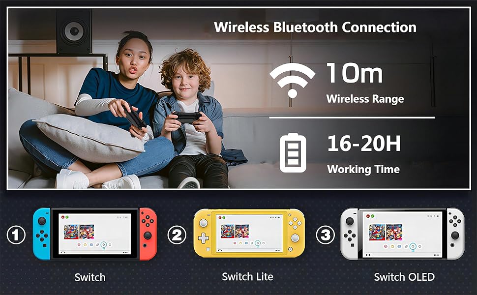 Matbip Wireless Controller for Switch/Switch Lite/Switch OLED/Switch 2, Wireless controller with 2 back buttons, 3-level TURBO adjustable(blue&red)