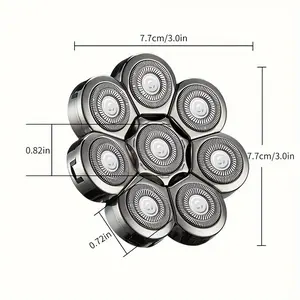 Universal Eight-Blade Razor Replacement Heads Compatible with Rotary Shavers, Suitable for Five, Six, Seven, Eight, And Nine-Blade Machines.for More Details, Please Refer  The Description.Eight-Blade Replacement Heads for Razors, Shaving Accessories for B