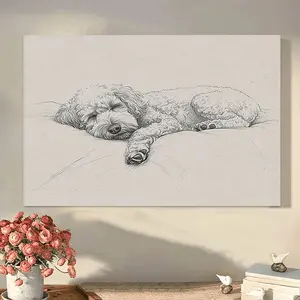 [2D Flat]1pc Vintage Style Dog HD Canvas Decorative Painting 11.8* 15.7inch (30* 40cm ) with Wooden Frame - Modern Home Decor, Can Be Directly Hung in Living Room, Bedroom