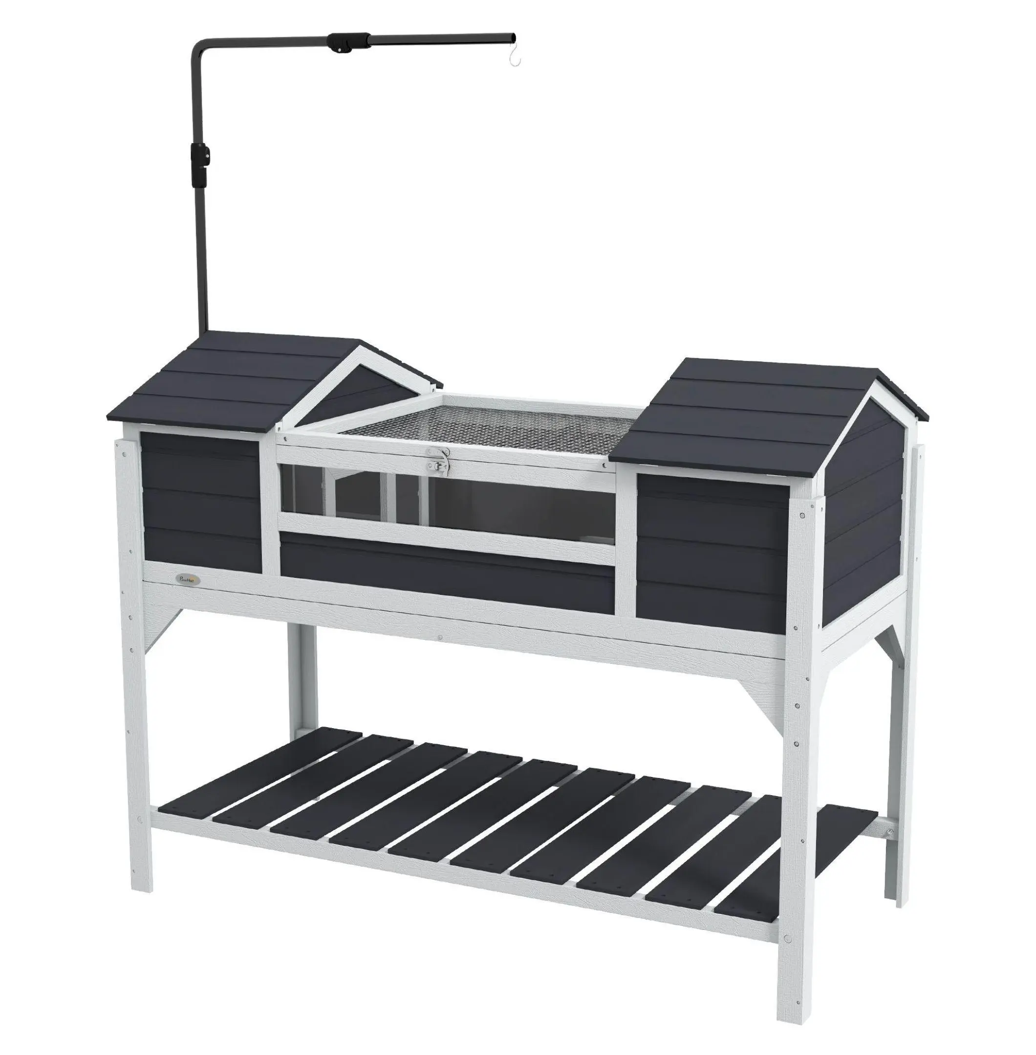 Large Gray Fir Wood Tortoise Enclosure with Easy Access Open Lid, Dual Hide Boxes, and Lighting Lamp Holder