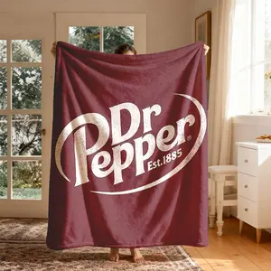 Dr Pepper Vintage Logo Flannel Throw Blanket, Large Size, Soft Lightweight Warm, Perfect for Bed Sofa Office Camping Travel, Christmas Gift, Lightweight Cozy Blanket