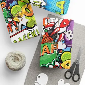 Comic Book Style Wrapping Paper, Whimsical Gift Wrap, Superhero Themed Packaging, Birthday, Christmas, Party Decor