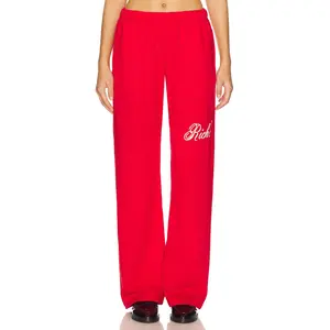 The Mayfair Group Rich in Life Wide Leg Sweatpants in Red