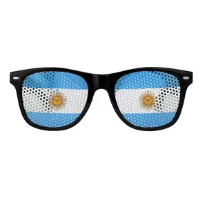 Pair of Argentina Sunglasses Patriotic Flag Design, Black Frame