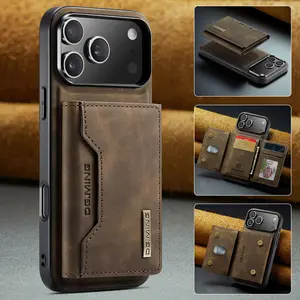 2 in 1 Magnetic Leather Phone Case with Card Holder, Multi Card Position Phone Case, Business Protective Case for iPhone 17 Pro Max 1 7 Air 15 14 13 12 11 Pro Max, Cover