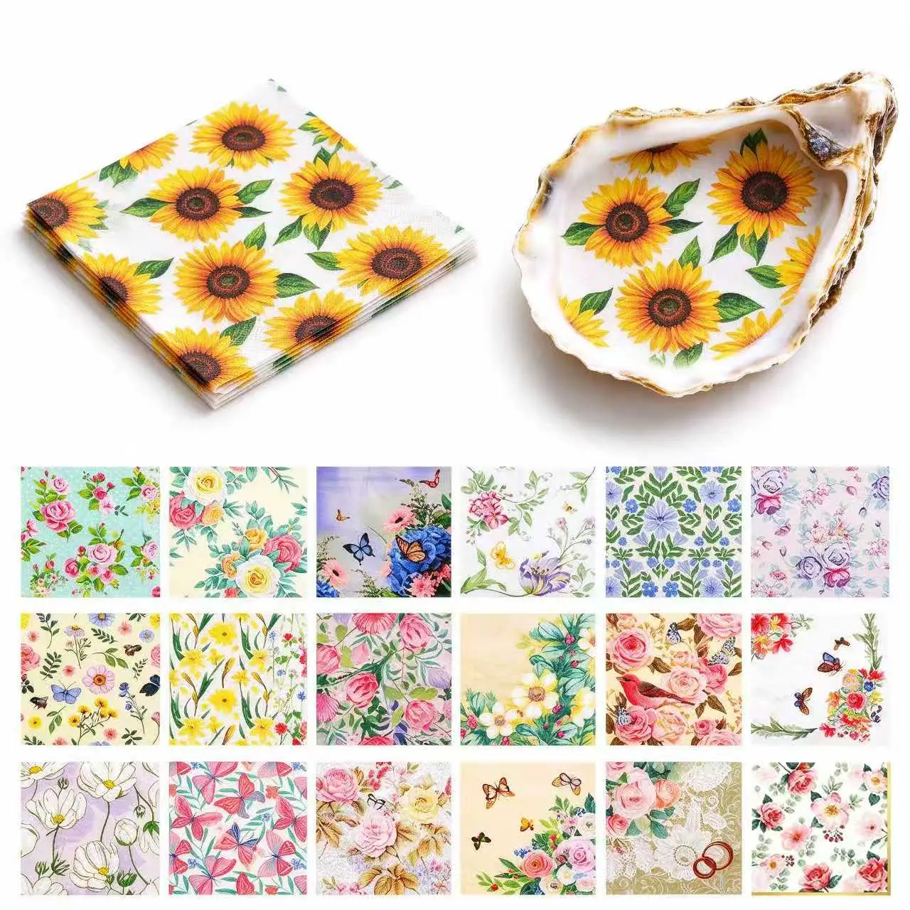 Mypartyco Vintage Botanical Floral Decoupage Napkins | 48 Sheets Total, 24 Unique Designs (2 Sheets Per Design), 6.5×6.5 in, DIY Crafts, Junk Journaling, Furniture Accents, Card Making & Table Decor Flower