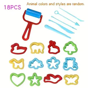 18pcs Colorful Clay Tools Set, DIY Plastic Clay Sculpting Kit, Includes Animal Cutters & Molds, Perfect for Creative Crafts