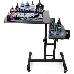 Tattoo Workstation Tattoo Table Station - Portable Mobile Tattoo Station for Tattoo Studio Artist,with Universal Wheels, Height Adjustable Desk Converter