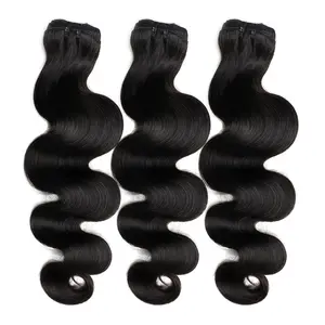 Kiss Hair 3 Pieces Body Wave Human Hair Bundles 285Gram per Set Brazilian Virgin Hair Extensions Natural Color for Black Women Fuller Thicker No Shedding