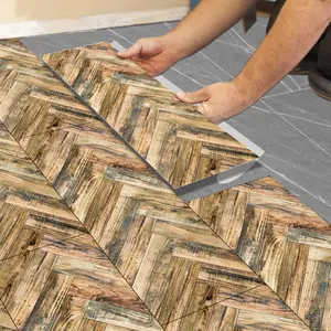 Vintage Herringbone Peel and Stick Floor Tiles, 5/10/20pcs 15.75x5.91in PVC, No Glue, Waterproof, Durable Flooring for Kitchen, Bathroom, Living Room