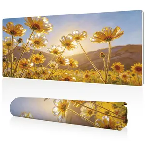 LIVEKEY XXL Sunflower Field Gaming Mouse Pad (40x80cm) - Non-Slip Rubber Base  Smooth Precision Surface for Control  Durable Stitched Edge  Computer Desk Mat for PC Gamers  Intense Sessions & Office Work