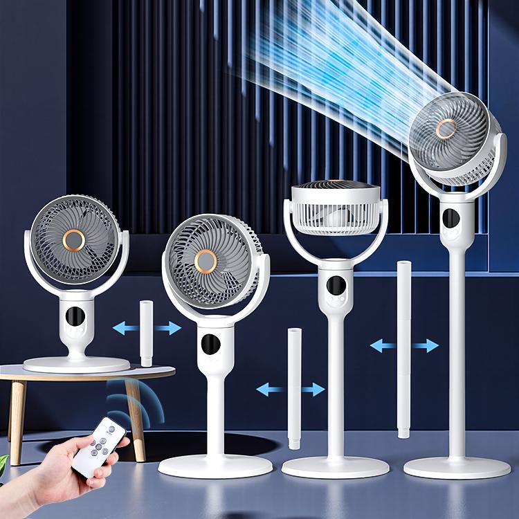 8 in Corded Floor-Standing Pedestal Fan - Bedroom Standing Fan, 120°+90° Omni-Directional Oscillation, 5 Speeds, Adjustable Height, for Bedroom, Living Room Use