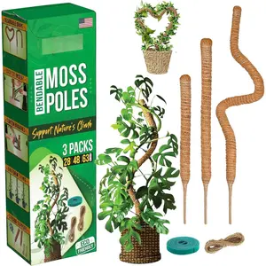 3 Pack Bendable Moss Pole 28" 48" 63" Monstera  Support for Climbing Indoor , Tall Coir  Pole Sticks &  Stakes for Pothos, Philodendron & Potted , Includes  Ties