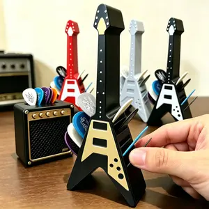Vintage Guitar Pick Holder Box, Portable Guitar Picks Storage Case, Retro Speaker Design, Gift for Guitar Lovers, Accessories
