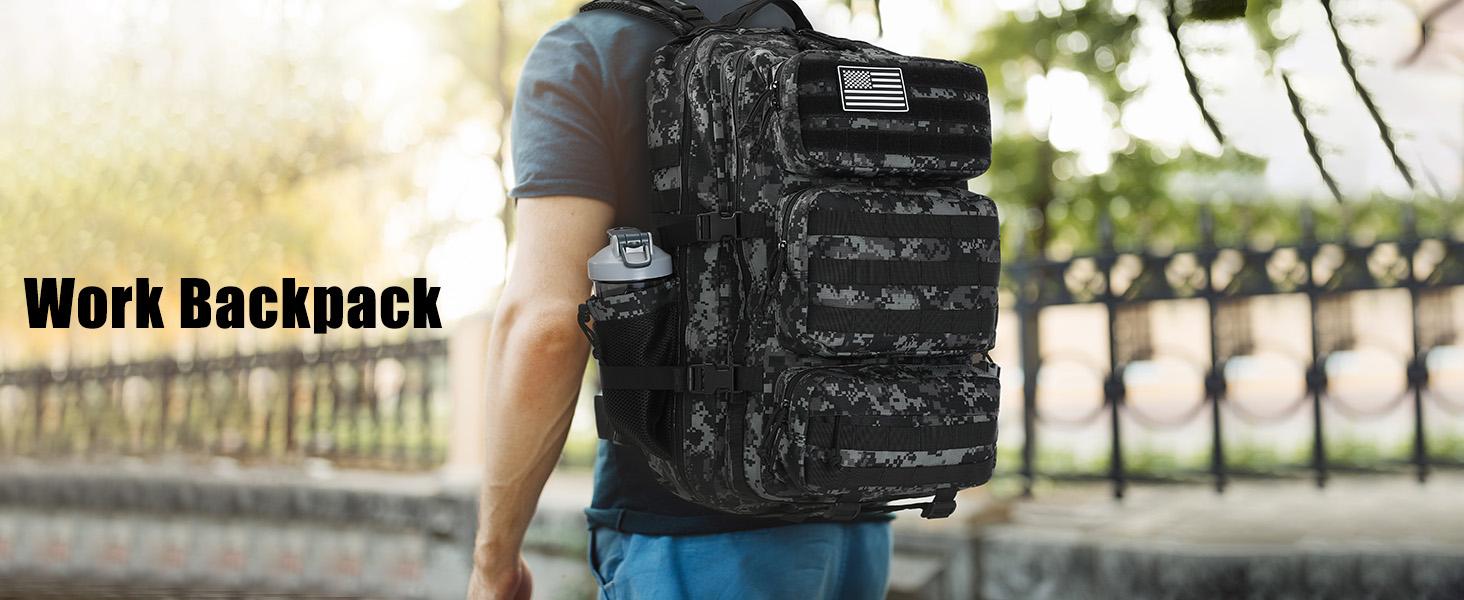 Kookoomia Military Tactical Backpack 50L Large Day Backpack Camouflage Assault Pack Bug Out Bag Waterproof Heavy Duty Hiking Treeking Survival Rucksack