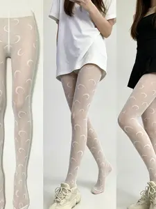 Sexy Mesh Fishnet Socks, Moon Pattern Socks, Transparent Design, Fashionable Footwear, Perfect for Night Out, Unique Style Accessories