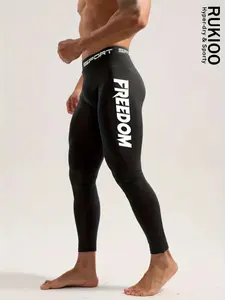 1PC Men’s “Freedom” Compression Pants – Black Quick-Dry Breathable Leggings for Gym, Running, Training & Outdoor | Moisture-Wicking, 4-Way Stretch, All-Season Workout Tights