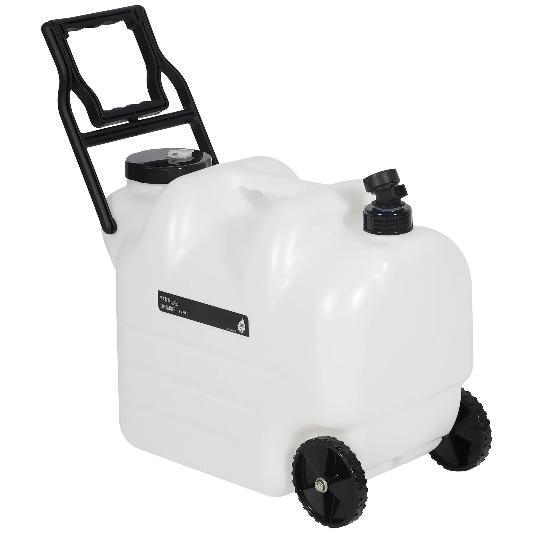 7.4 Gal Portable Water Container with Wheels, BPA-Free Rolling Water Jug with Foldable Handle, Adjustable Faucet for Hiking, Outdoor Activities