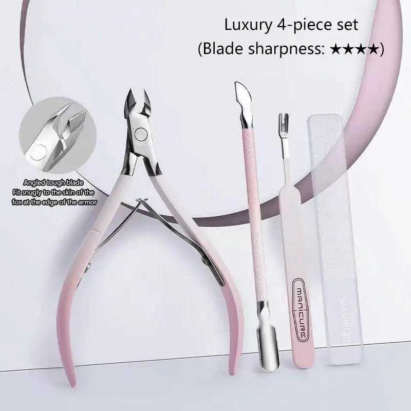 4 Pcs Professional Nail Cuticle Scissors Stainless Steel Manicure Pedicure Trimmer Pusher Dead Skin Scissor Nipper Clipper Tool