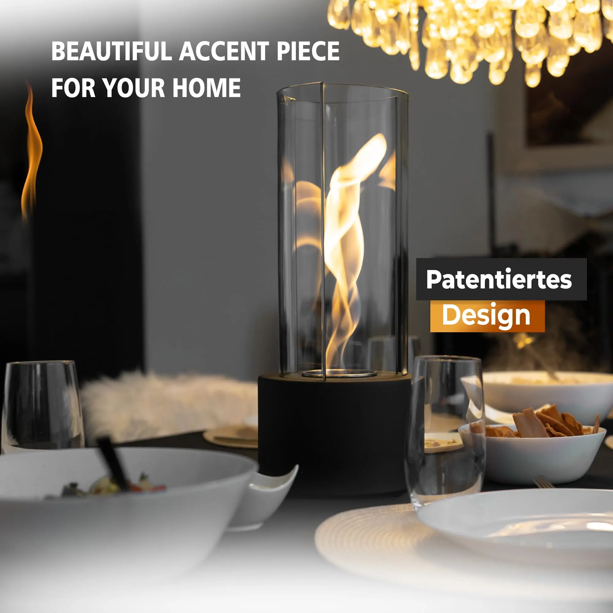 Modern Tornado Tabletop Fire Pit – Indoor Outdoor Alcohol Tabletop Fireplace with Adjustable Flame Ring, Stainless Steel Mini Firepit for S’mores, Marshmallow Roasting, Patio Decor, Balcony, Home & Gift Use