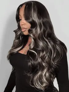 Women's Long Body Wave Synthetic Lace Front Wig, 13x4 HD Invisible Lace Frontal Wig, No Bangs Design, Soft Skin-Friendly & Breathable Wigs for Daily Life, Synthetic Hair