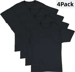 4 Pack Men's Unisex Short Sleeve T-Shirt Pack, Big & Tall, Crewneck Cotton T-Shirts for Men, Value Packs Streetwear Basic