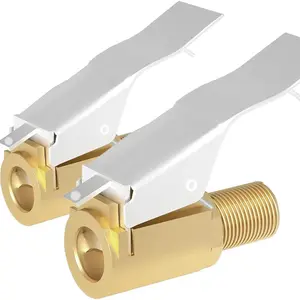 Air Chuck with Clip Adapter, Brass Locking Tire Inflator Nozzle Adapter, Leak-Free 250 PSI Tire Chuck for Vehicle Inflator.