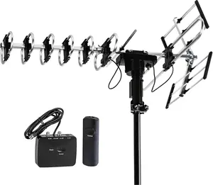 Five Star Outdoor Digital Amplified HDTV Antenna - Directional 360-Degree Remote-Controlled Rotation, 4K 1080P HD Compatible, FM Radio, Manufacturer Warranty, Manufacturer Warranty