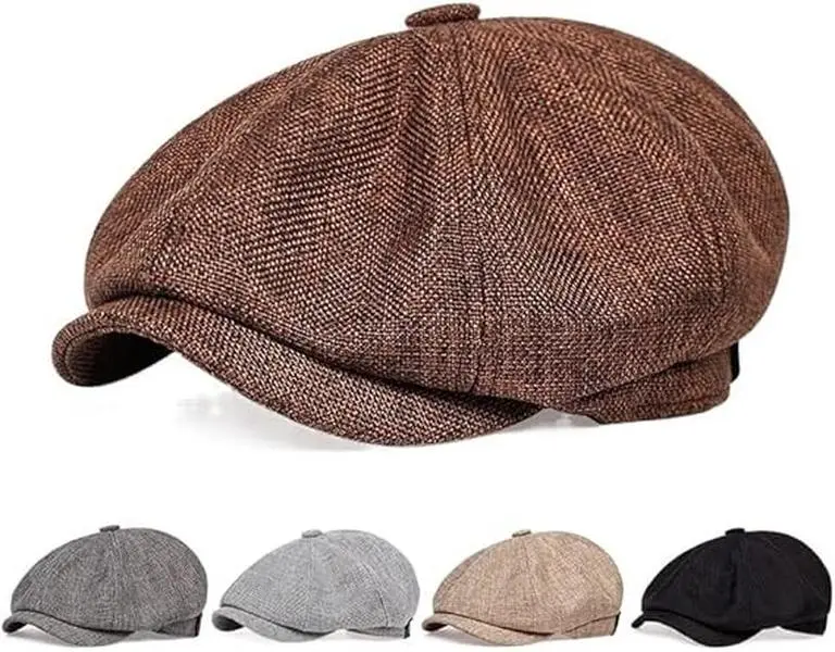 Vintage Newsboy Cap Gatsby Hat Classic 8 Panel Flat Ivy Cabbie Driver Cap