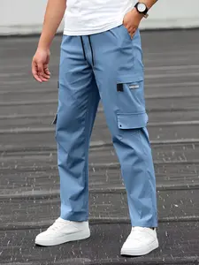 Men's Solid Color Multi-Pocket Work Pants, Ideal for Daily Wear and Sports, Four-Season Clothing, Comfortable and Versatile