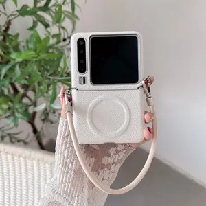 Applicable to Huawei purax mobile phone case with magnetic pocket2 central axis protection p50pockets solid color plain leather novaflip all-inclusive hinge pura anti-drop hand rope PuraX ultra-thin hard case x