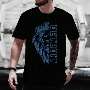 Detroit Letter Print Short Sleeve Soft And Comfortable Men's T-Shirt Football Fan Gift Round Neck Tees Streetwear Top