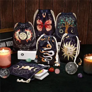 Tarot bag kit 6 pcs tarot card bags and pouches tarot deck holder storage gift velvet bags with sturdy drawstrings also suitable for crystals dices Witchcraft and divination Supplies