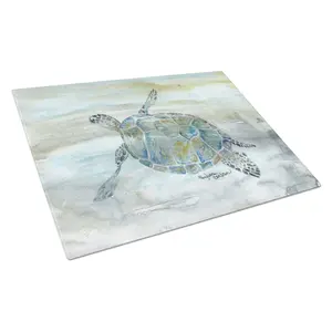 Carolines Treasures  Sea Turtle Watercolor Glass Cutting Board - Large