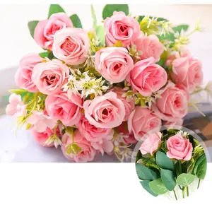 20 Head Realistic Rose Bouquet, Korean Style Fragrant Princess Roses, Artificial Flower Home Wedding Decoration, Fake Floral Arrangement