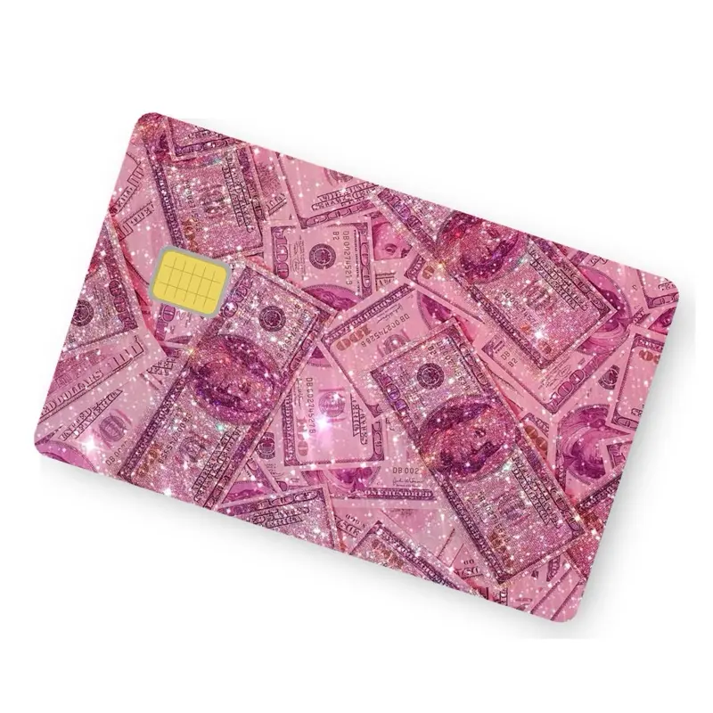 Pink Money Boss Babe Real Glitter Card Skin debit / credit card