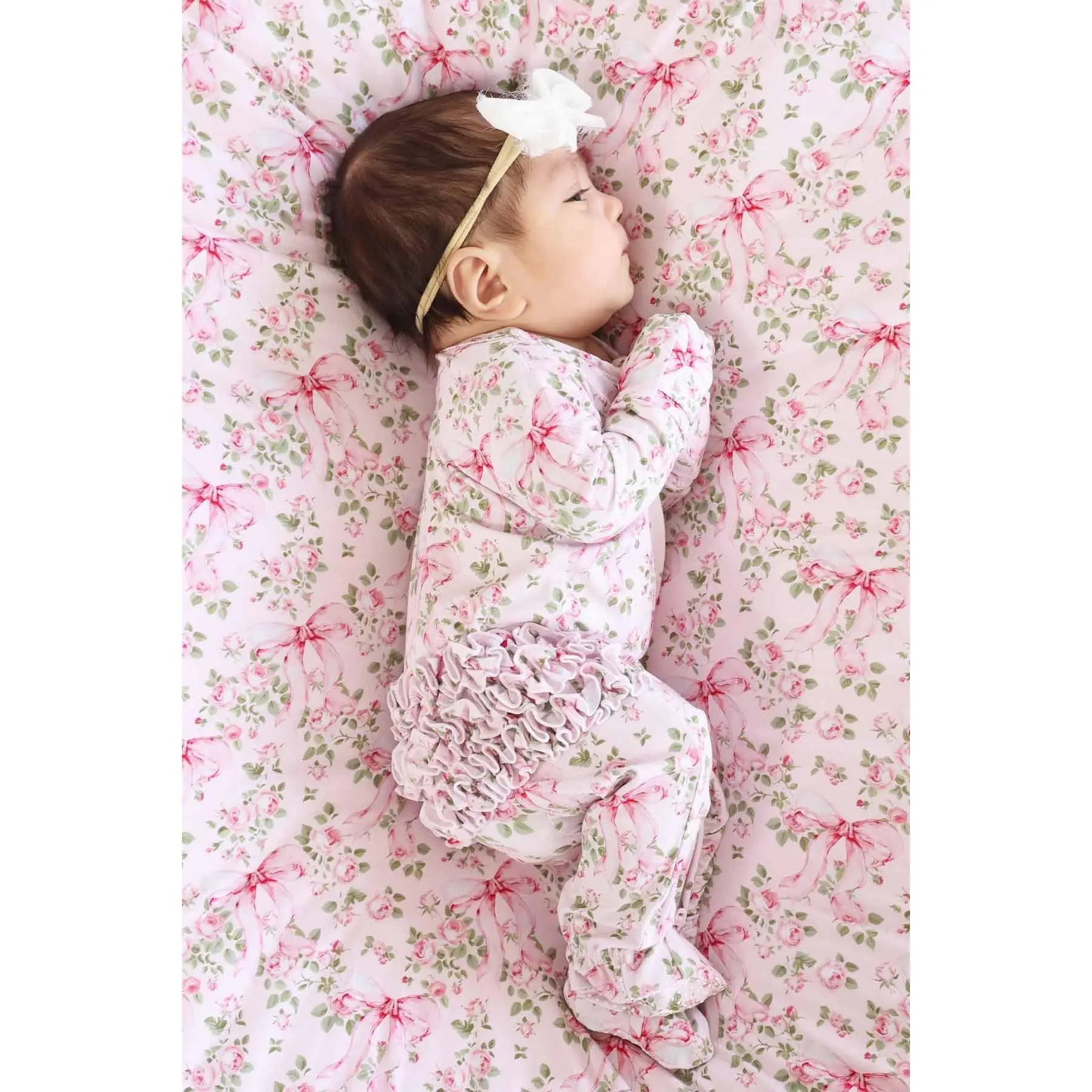 Bows in Bloom Ruffle Zipper Footie