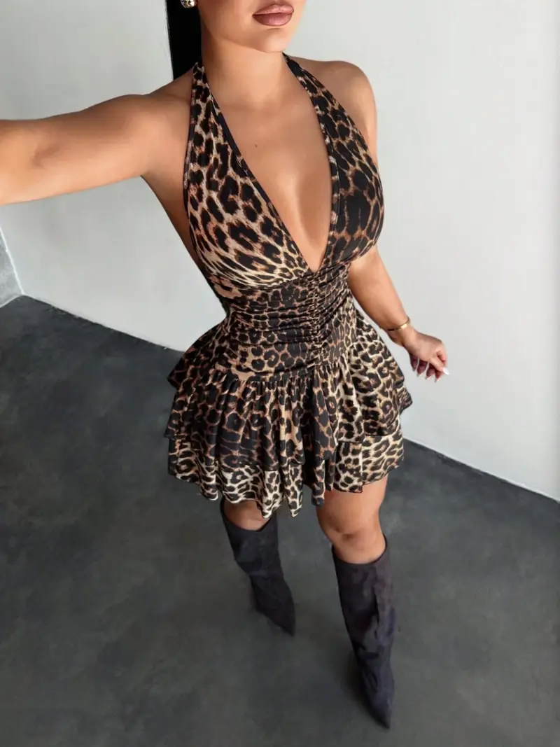 Cheetah halterneck dress - TikTok Shop Cheetah halterneck dress - TikTok Shop