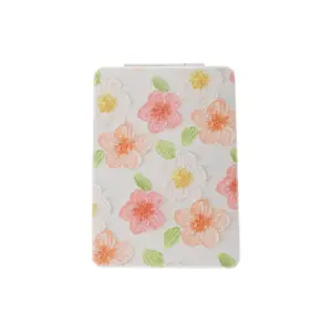 VOCOSTE 1pc Women's Compact Mirror for Purses, Rectangular Hand-drawn Makeup Mirror for Travel Vacation White